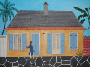  Andrew LaMar Hopkins’s painting of Jean-Louis Dolliole at his Creole cottage home. Photo: Courtesy Andrew LaMar Hopkins